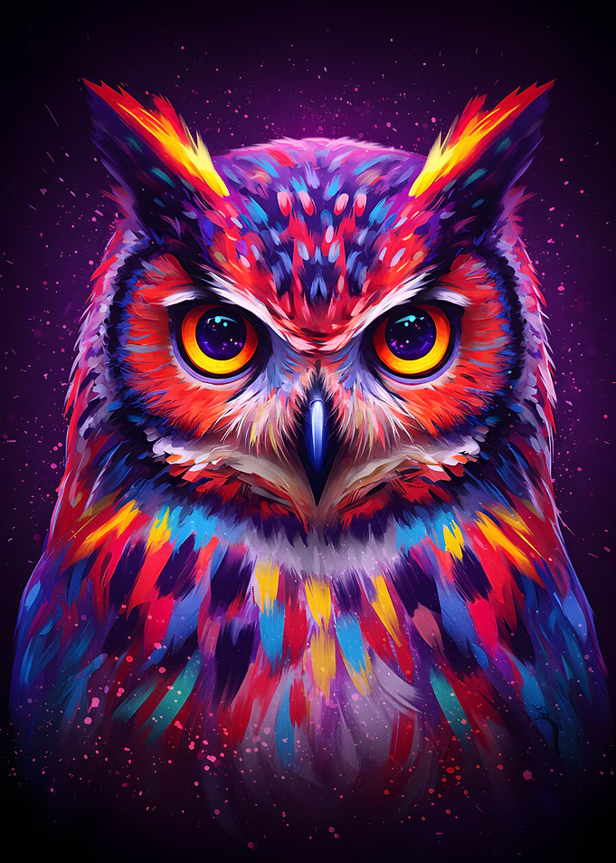 Colorful Owl Portrait