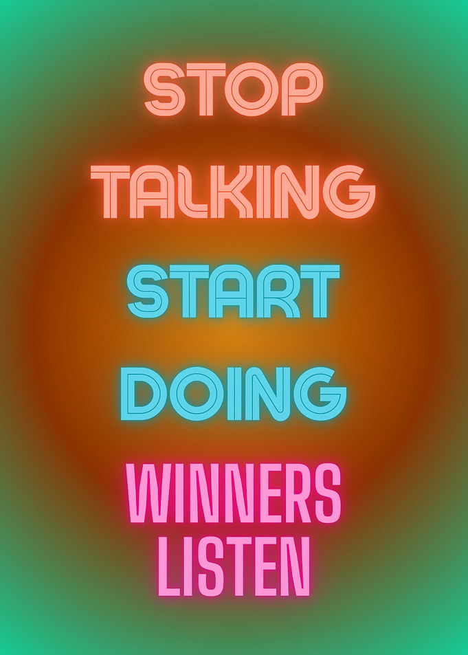 Motivational Neon Sign: Stop Talking, Start Doing