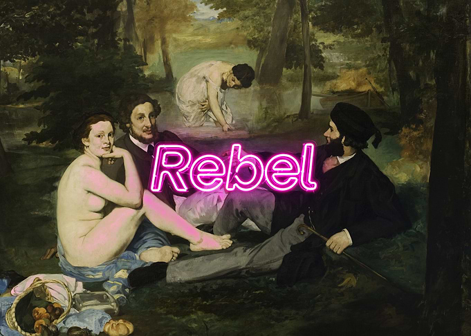 REBEL – Neon Graffiti on Manet’s Le Déjeuner sur l’herbe