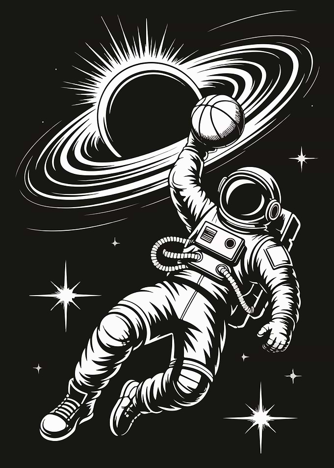 Astronaut Slam Dunk in Space