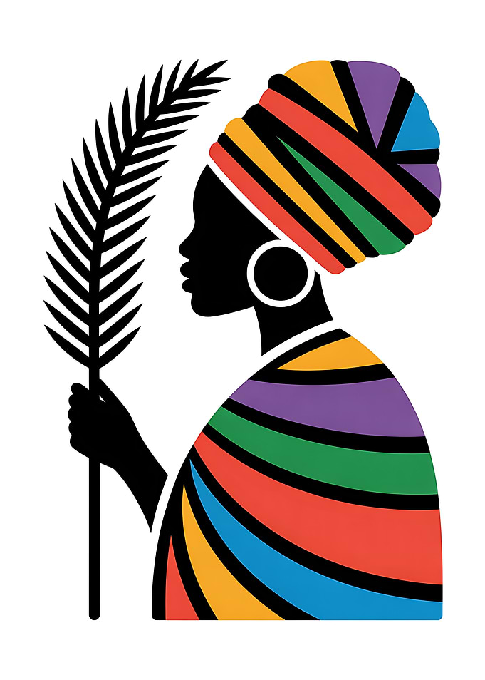 African Woman with Colorful Turban
