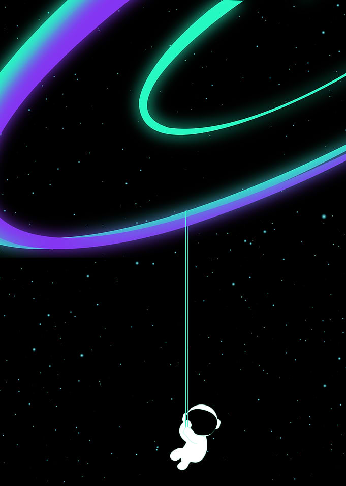 Astronaut Swinging in Space
