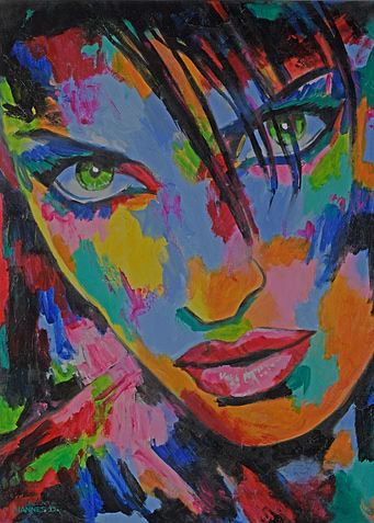 Colorful Portrait Painting of a Woman
