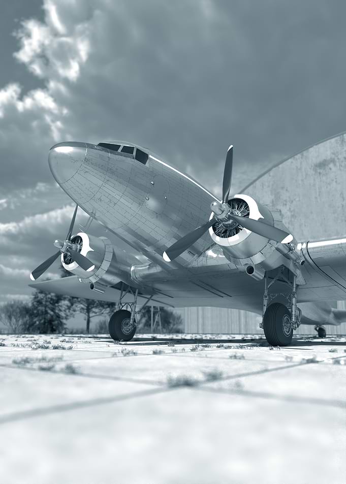 DC3 Vintage Airplane on Tarmac