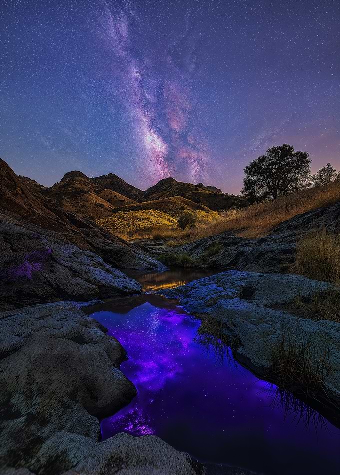 Milky Way Reflection in Mountain Pool
