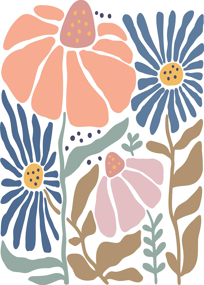 Floral Illustration with Pastel Colors