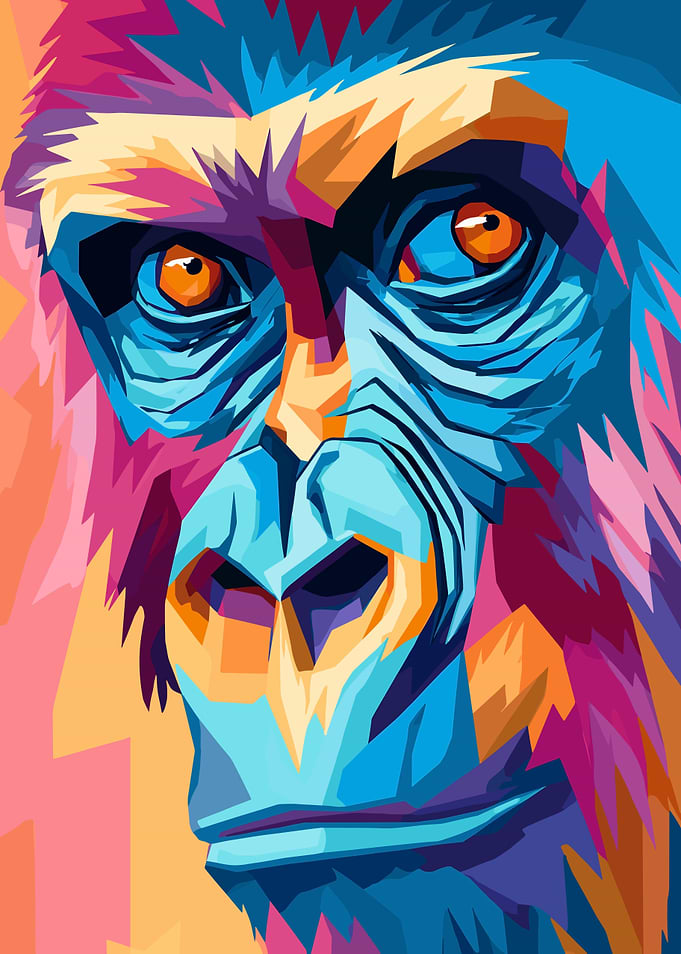 Colorful Gorilla Portrait