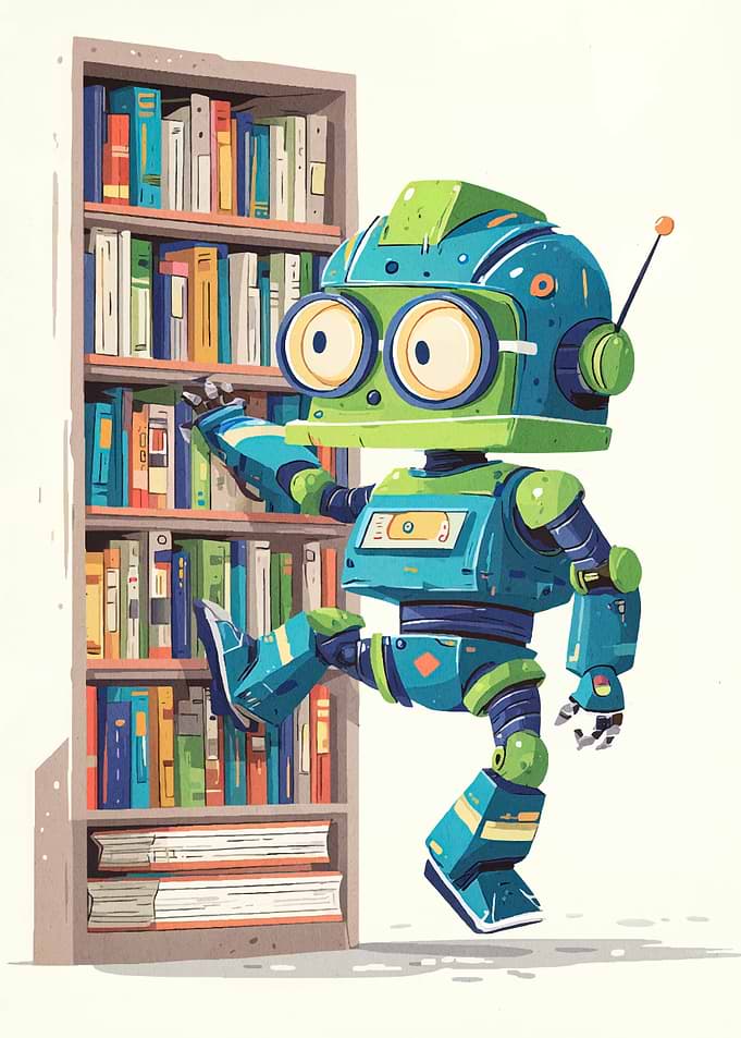 Robot Reaching for Book on Shelf