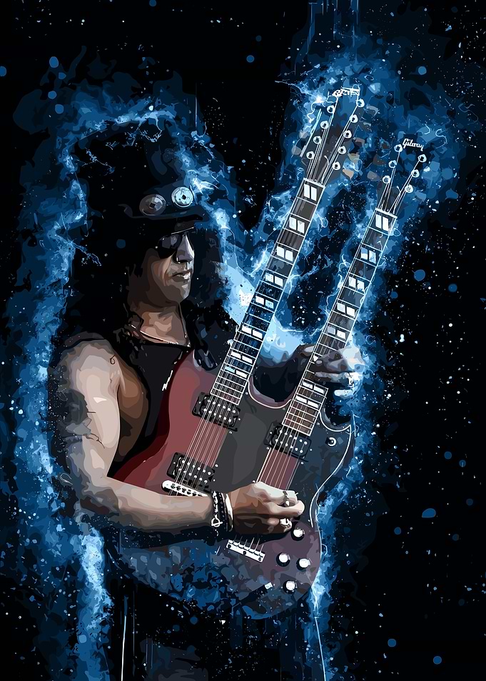 Slash with Double Neck Guitar