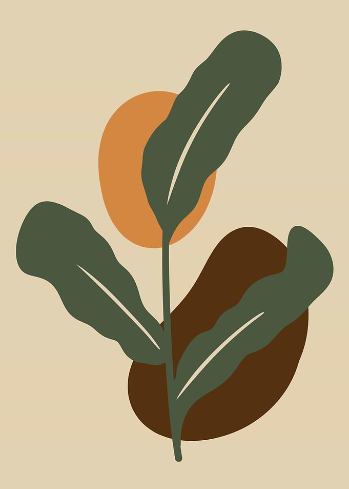 Abstract Plant Art with Geometric Shapes