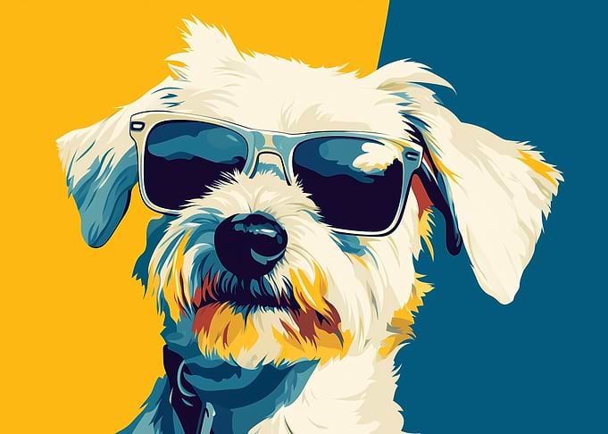 Cool Malteser Dog with Sunglasses Pop Art