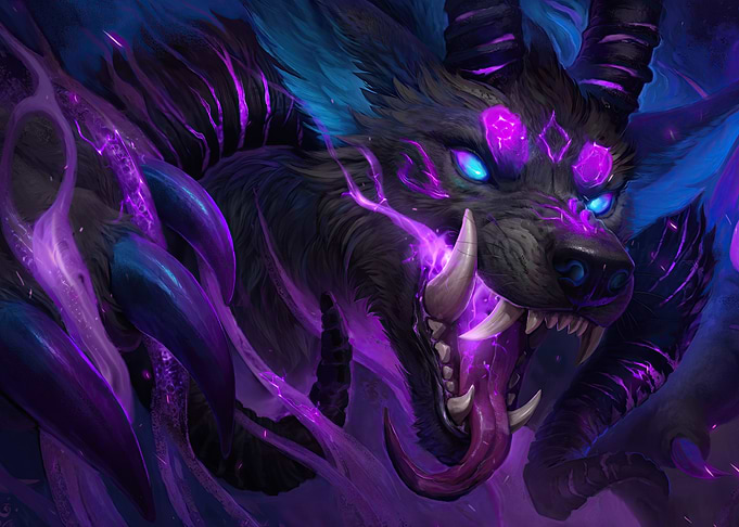 Fantasy Wolf with Purple Energy