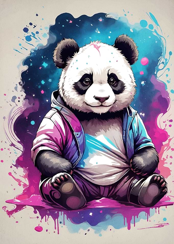 Panda Colorful Background