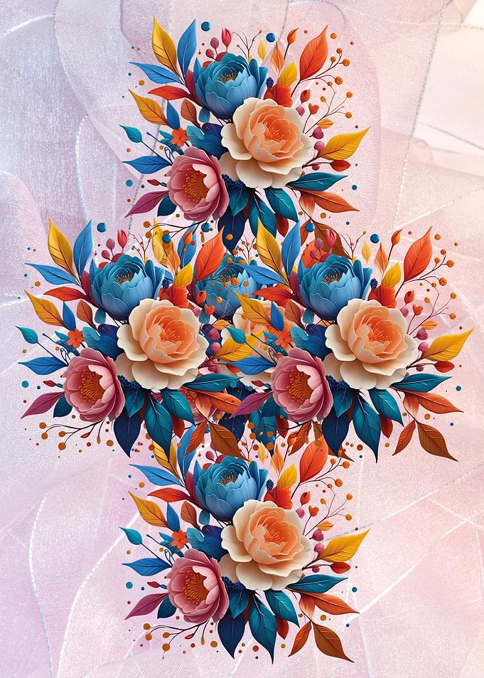 Floral Cross on Textured Background
