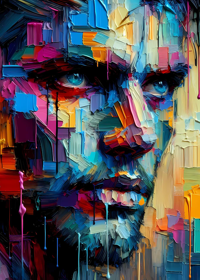 Abstract Portrait with Vibrant Colors