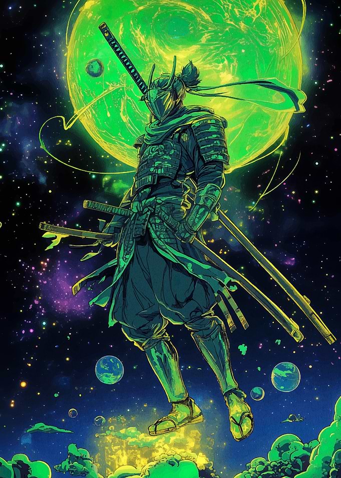 Samurai in Space with Green Planet