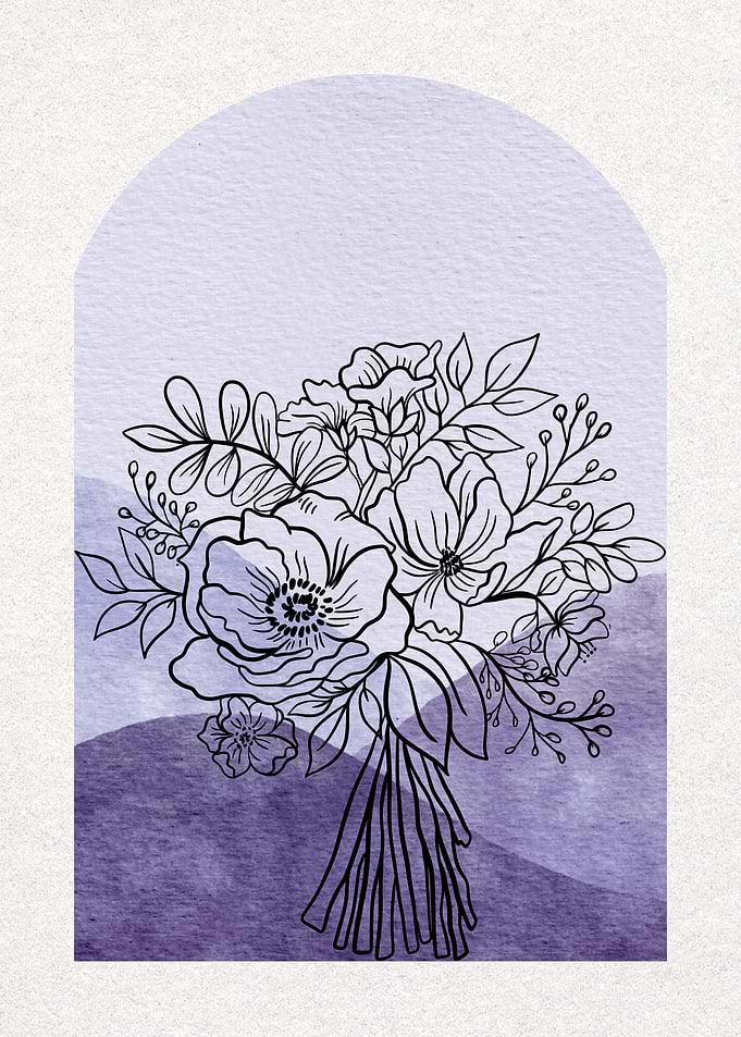 Floral Bouquet with Watercolor Background