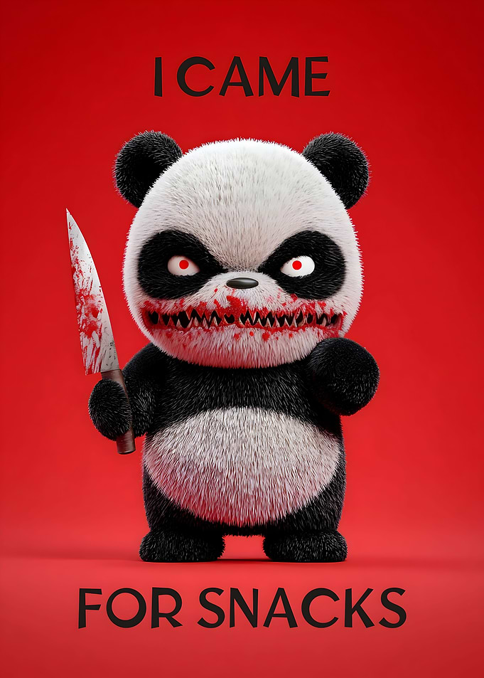 Creepy Baby Panda With Knife - Funny Halloween