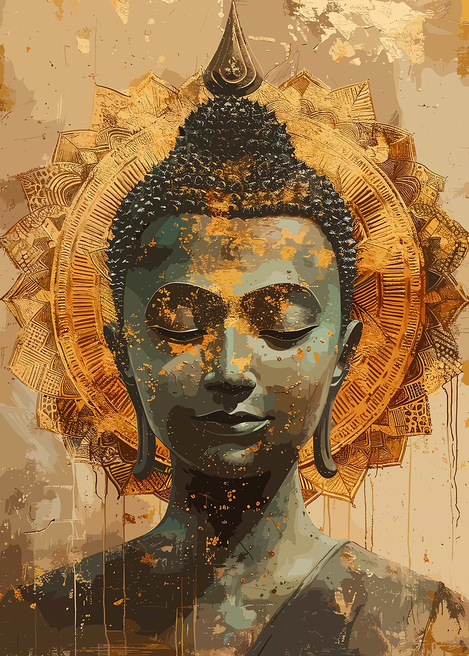 Buddha Portrait with Golden Mandala