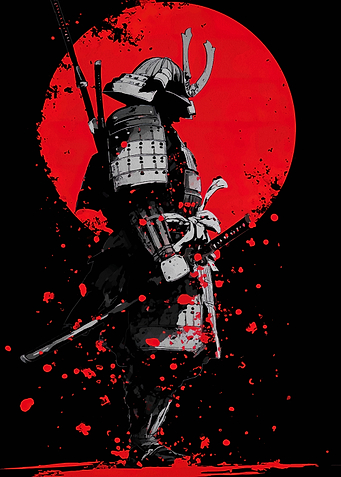 Samurai Warrior with Red Sun