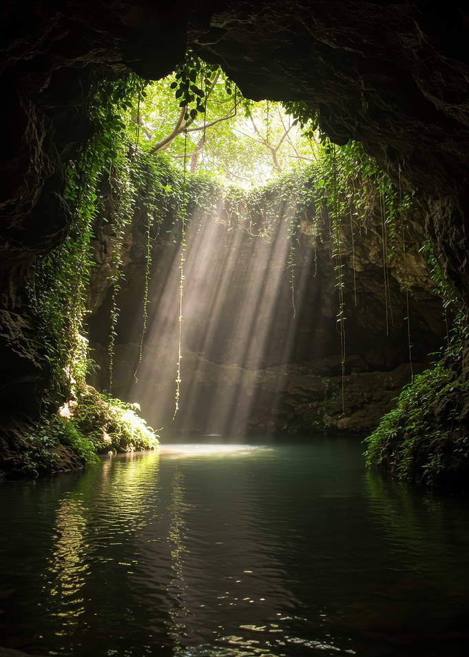 Sunlit Cenote Cave