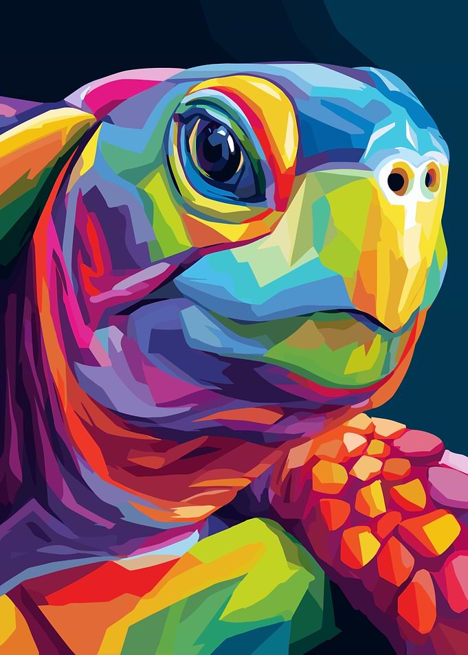 Colorful Turtle Portrait
