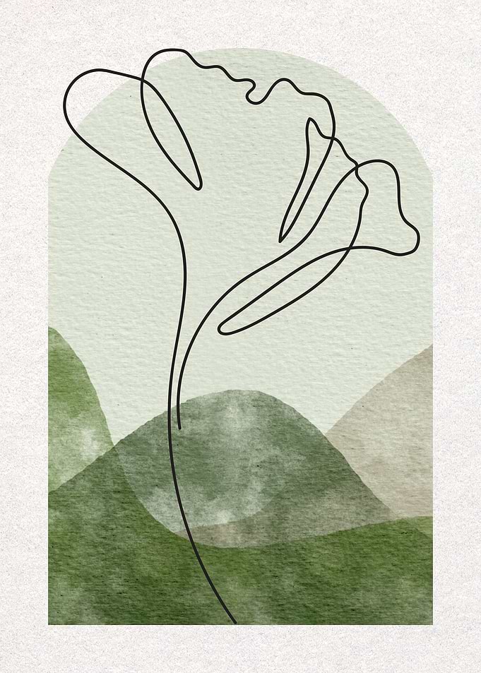 Minimalist Flower Line Art Landscape