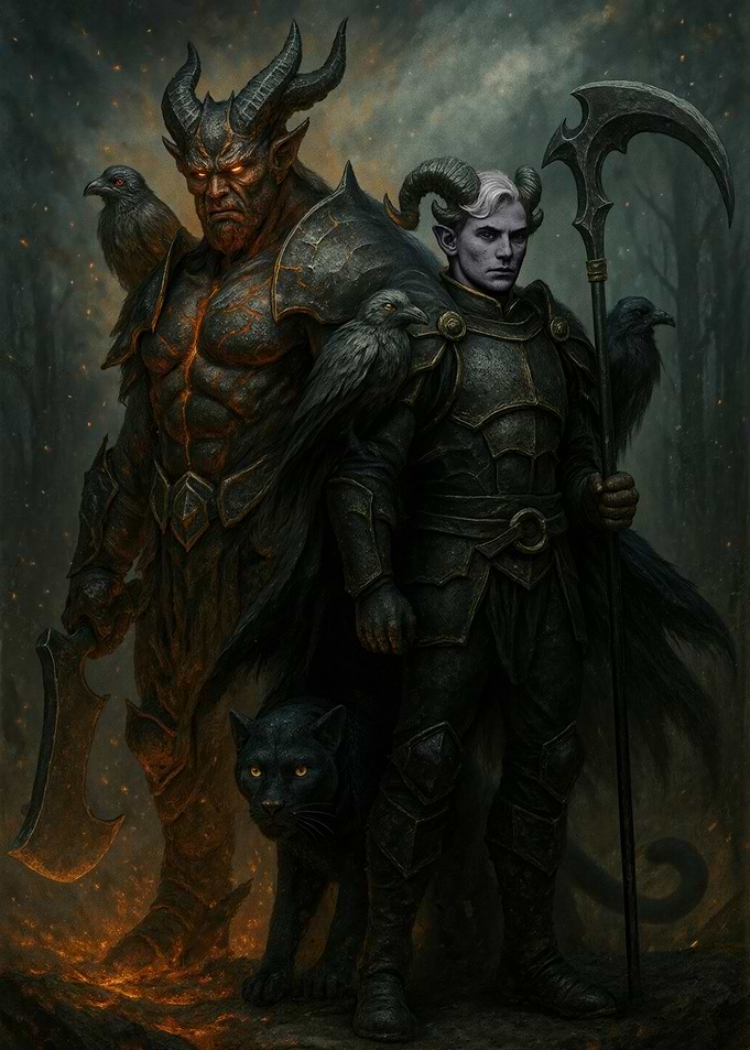 Fantasy Demon and Elf with Panther
