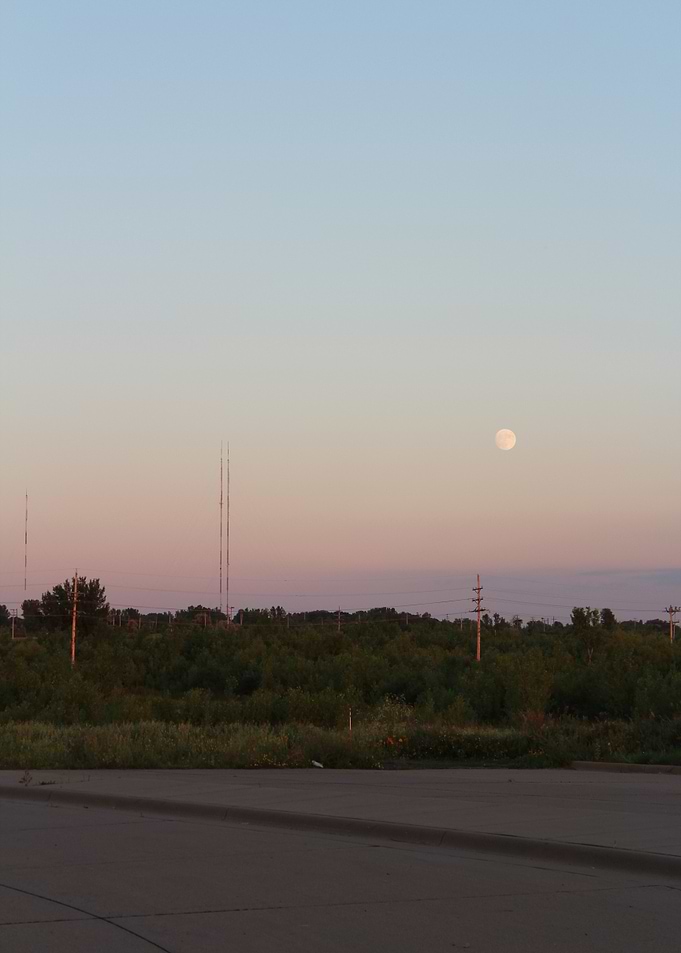 Sunset Landscape with Moon and Towers