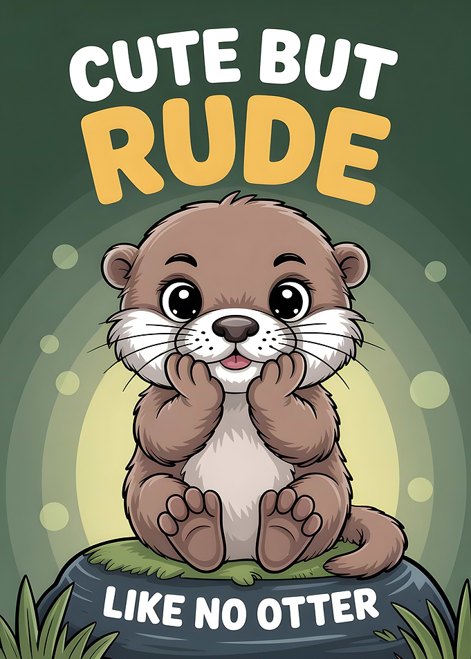 Cute But Rude Otter Cartoon