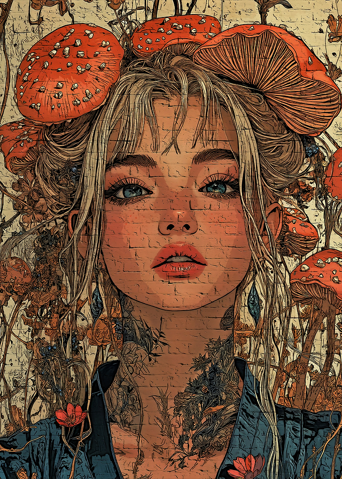 Mushroom Crowned Girl Portrait