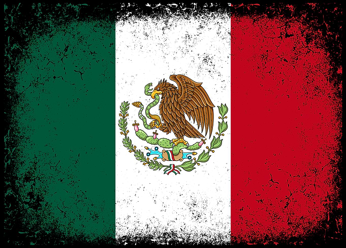 Distressed Mexican Flag with Emblem