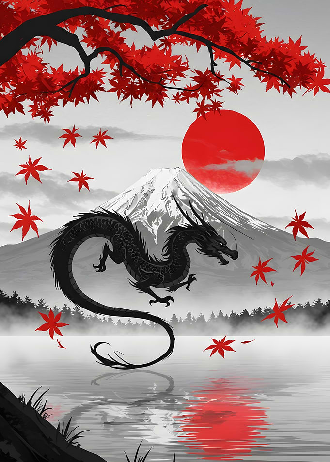 Japanese Fuji Mount Dragon
