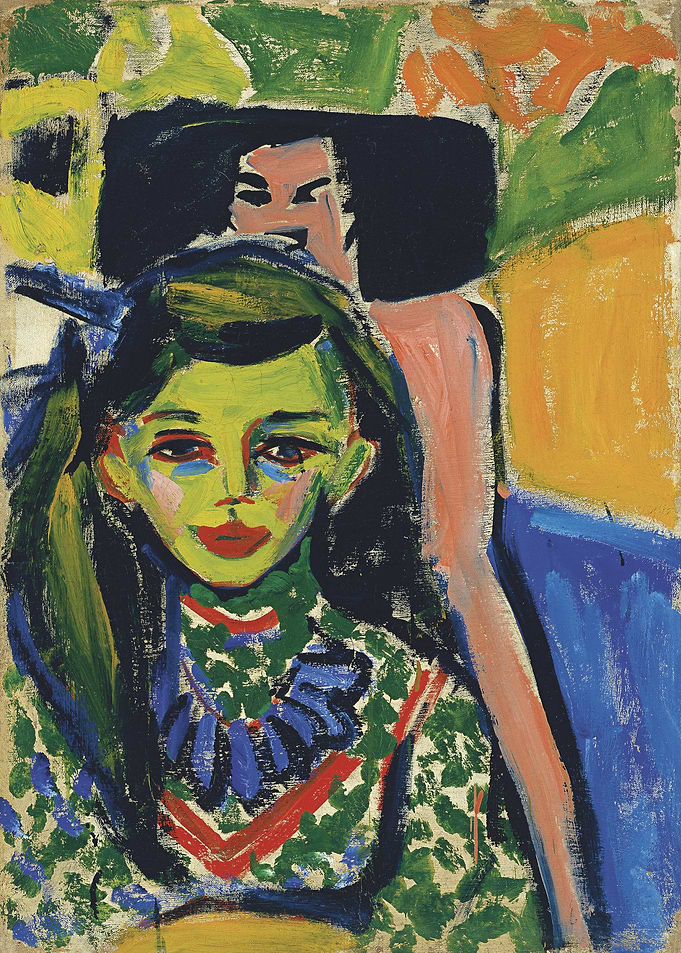 Girl with dark hair painting