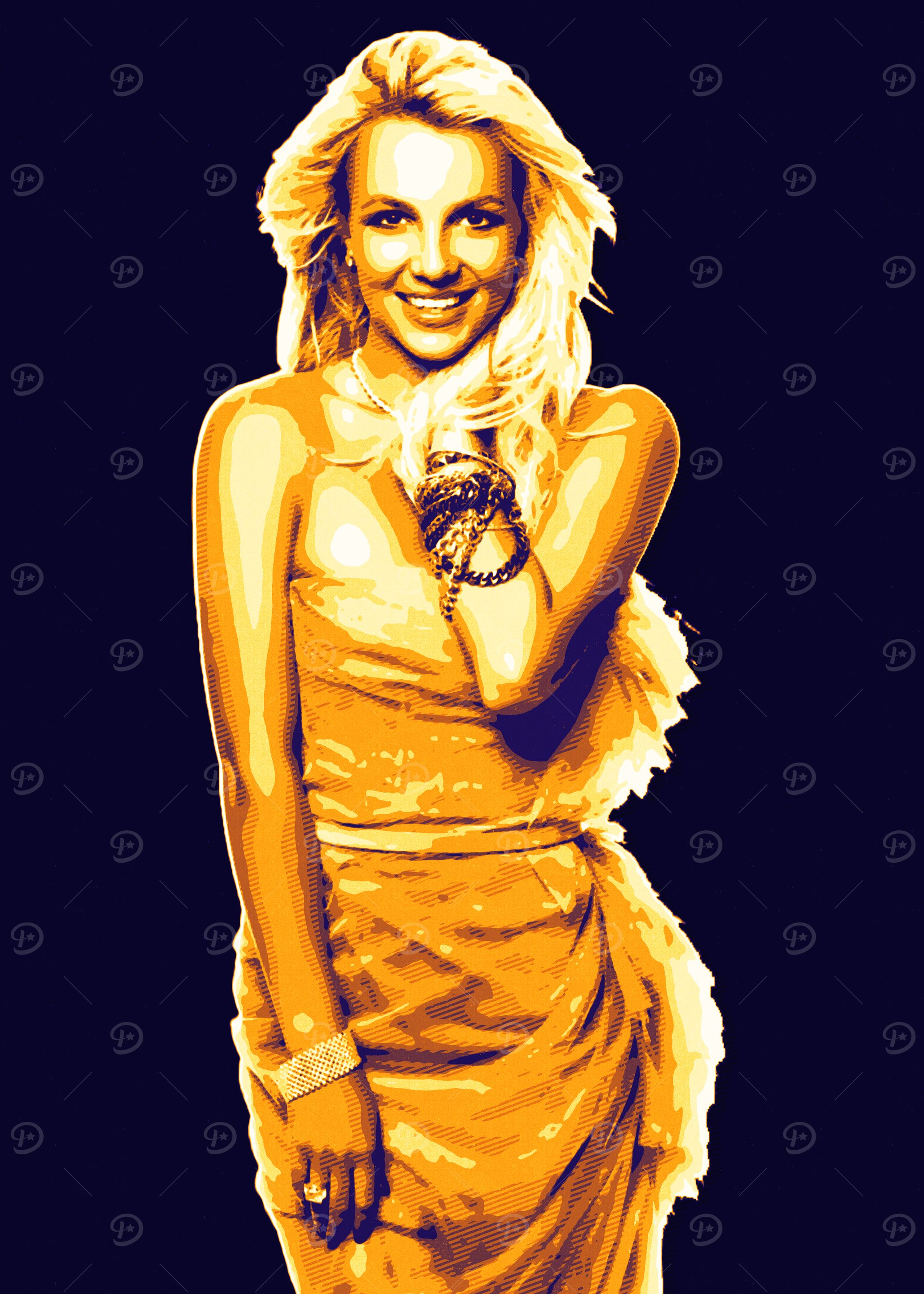 Britney Spears Portrait Art in Gold Tones