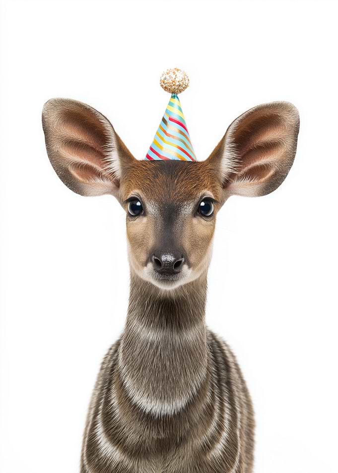 Zebra Duiker with Birthday Hat