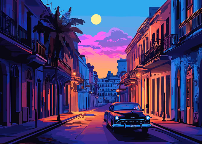 Vintage Car in Havana Street