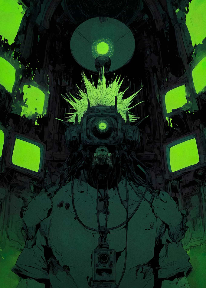 Cyberpunk Figure with Glowing Green Accents