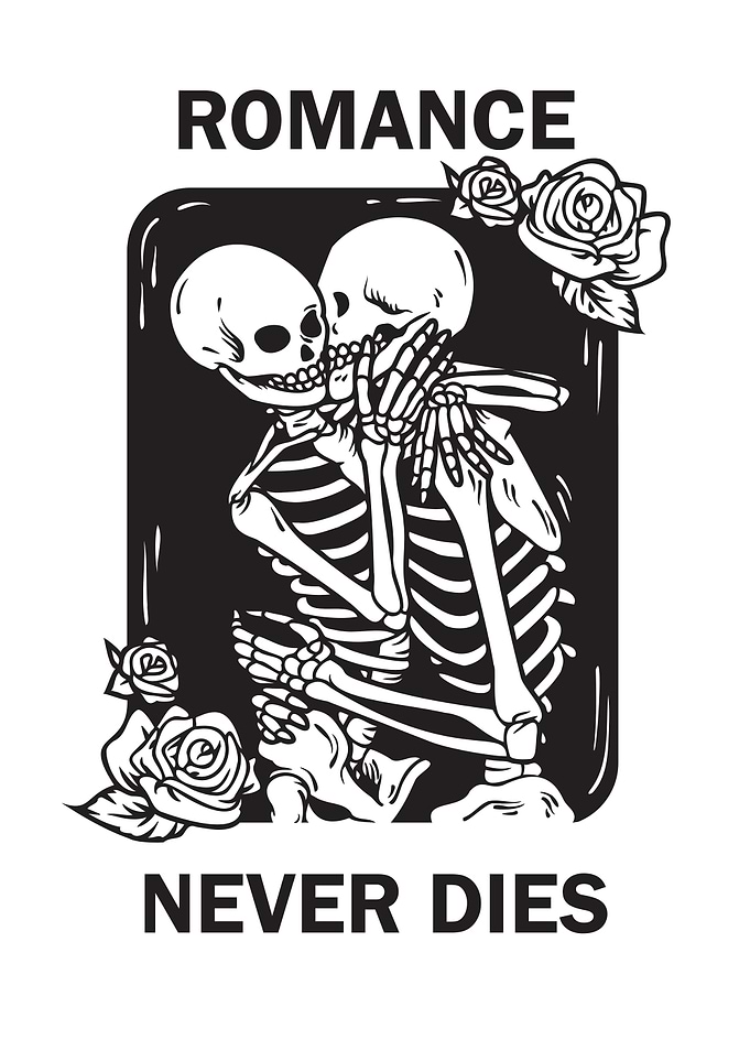 Romance Never Dies Skeleton Embrace
