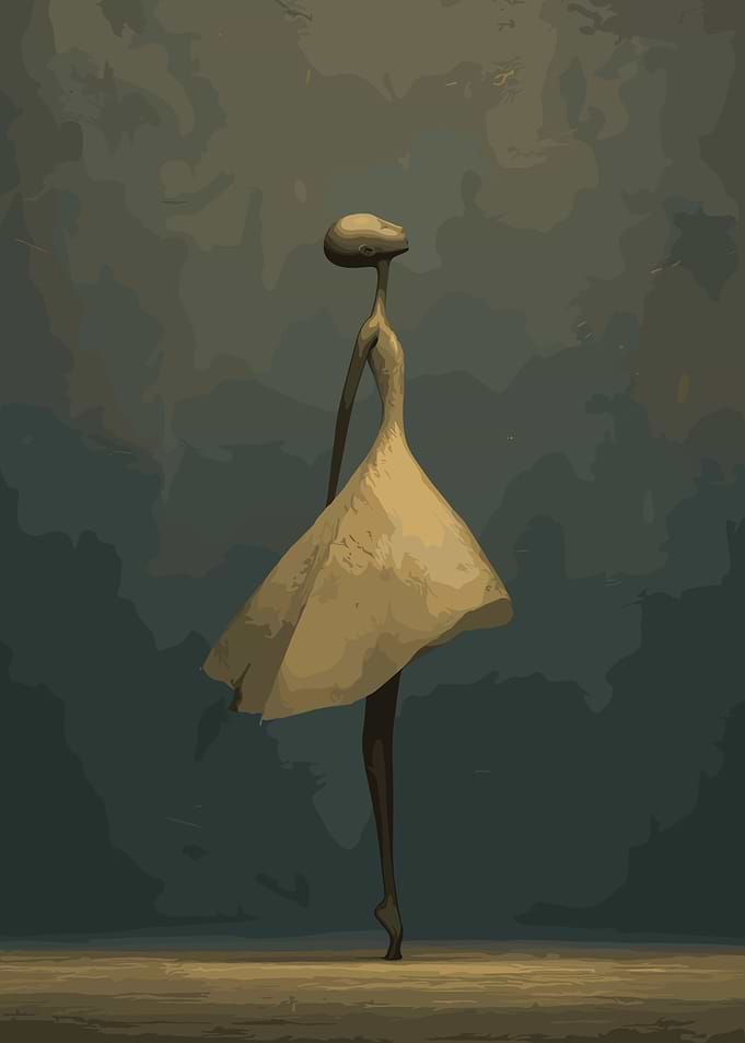 Abstract Ballerina in Yellow Dress