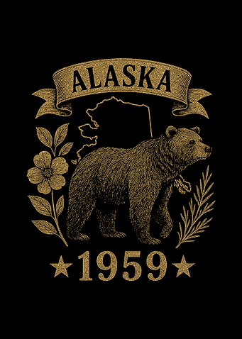 Alaska 1959 Vintage Bear Nature State Pride