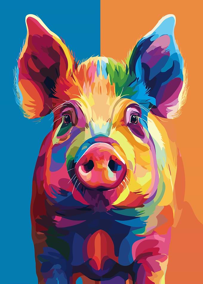 Colorful Pig Portrait
