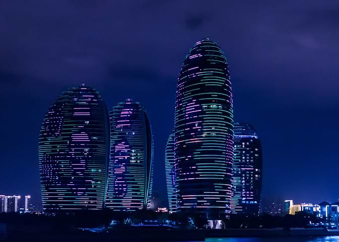 Futuristic Buildings at Night