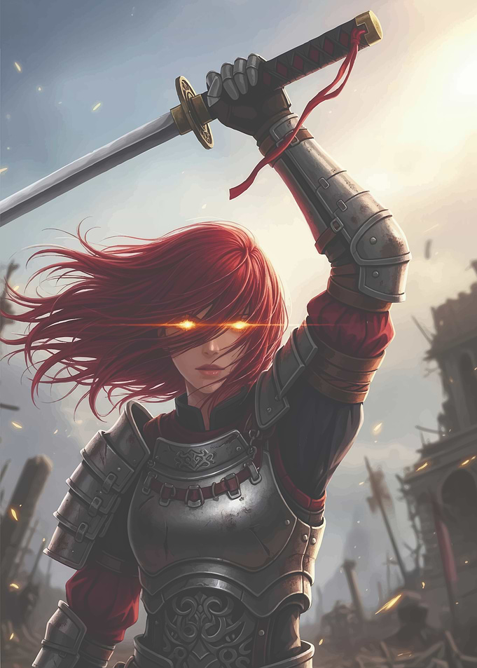 Red-haired Warrior with Katana