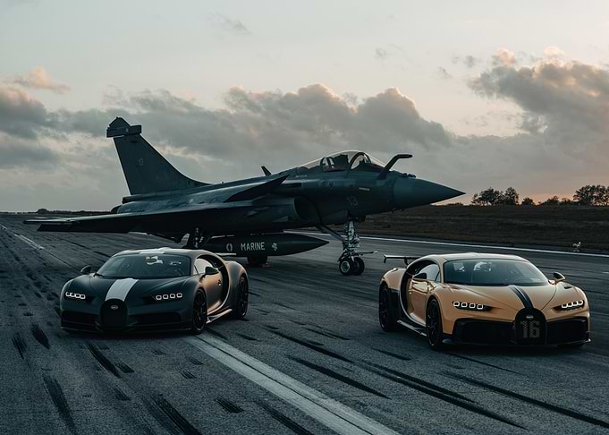 Bugatti Chiron with Rafale Marine Fighter