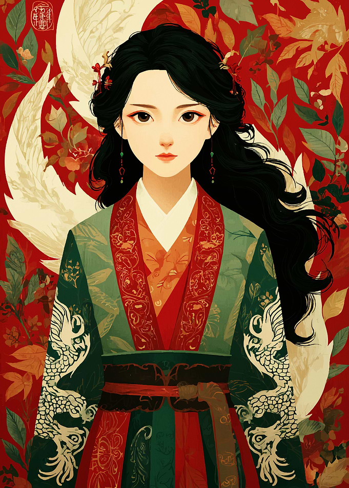 Asian Woman Portrait in Traditional Dress