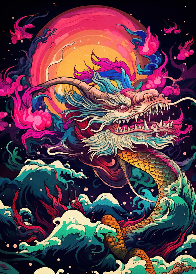 Dragon Moon Waves Japanese