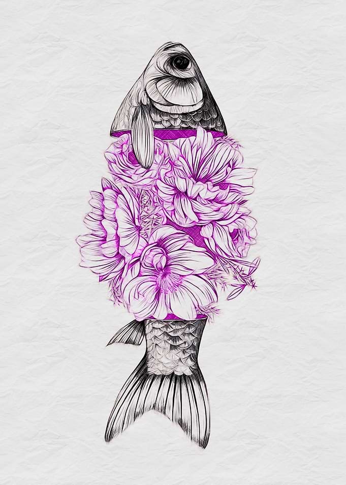 Floral Fish Illustration