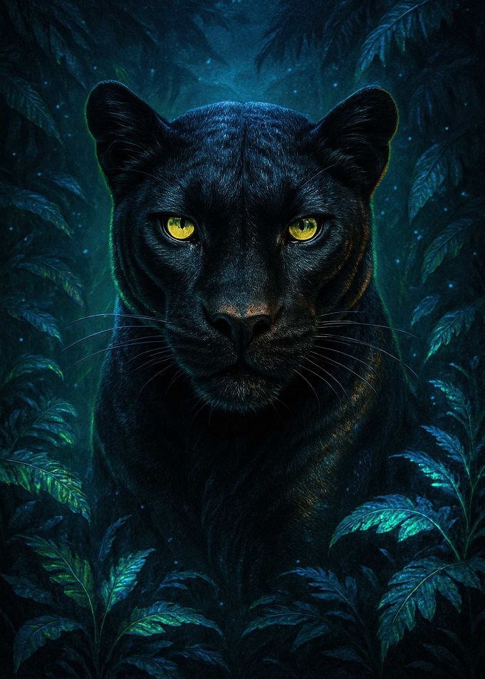 Black Panther Portrait in Jungle