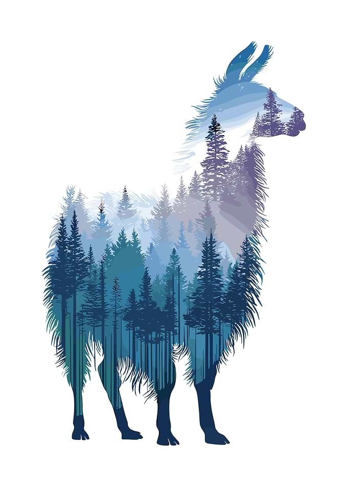 Llama Forest Silhouette
